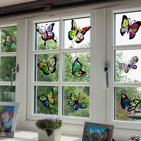 ORIGACH 18 Pieces Bees Suncatcher Kit, 9 Types Beehive Tissue Paper Stained Glass Kit with 32 Pieces Colored Tissue Paper for Kid Art Craft Window Art Classroom Art Craft in Kuwait