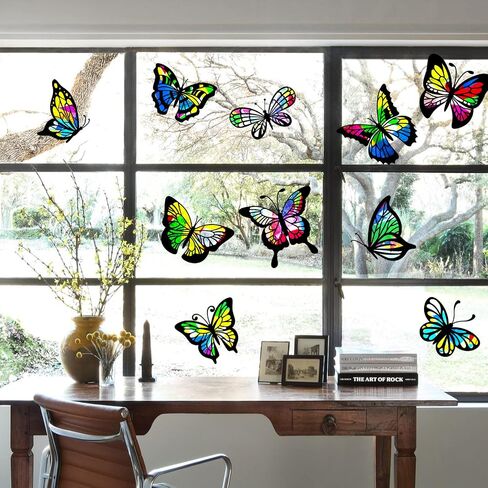 ORIGACH 18 Pieces Bees Suncatcher Kit, 9 Types Beehive Tissue Paper Stained Glass Kit with 32 Pieces Colored Tissue Paper for Kid Art Craft Window Art Classroom Art Craft in Kuwait
