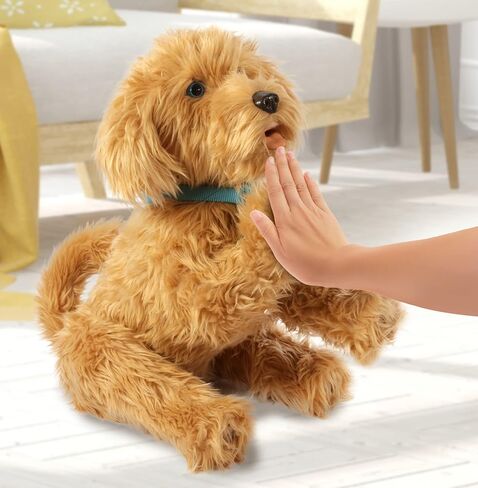 My Fuzzy Friend Moji Interactive Labradoodle - لعبة كلب قطيفة للأولاد والبنات، حيوان أليف محبوب ونابض بالحياة، بني in Kuwait