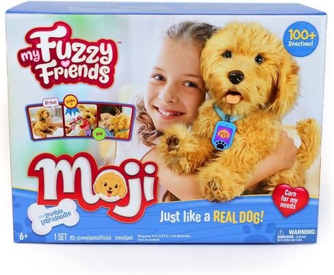 My Fuzzy Friend Moji Interactive Labradoodle - لعبة كلب قطيفة للأولاد والبنات، حيوان أليف محبوب ونابض بالحياة، بني in Kuwait