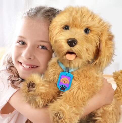 My Fuzzy Friend Moji Interactive Labradoodle - لعبة كلب قطيفة للأولاد والبنات، حيوان أليف محبوب ونابض بالحياة، بني in Kuwait