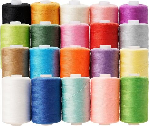 مجموعة خيوط الخياطة 20 لونًا من خيوط البوليستر 1000 ياردة لكل بكرة مع ألوان أبيض وأسود لآلة الخياطة والخياطة اليدوية واستخدام اللحف والتطريز in Kuwait