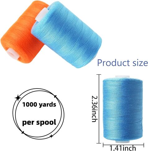 مجموعة خيوط الخياطة 20 لونًا من خيوط البوليستر 1000 ياردة لكل بكرة مع ألوان أبيض وأسود لآلة الخياطة والخياطة اليدوية واستخدام اللحف والتطريز in Kuwait