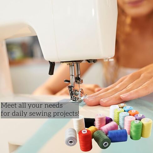 مجموعة خيوط الخياطة 20 لونًا من خيوط البوليستر 1000 ياردة لكل بكرة مع ألوان أبيض وأسود لآلة الخياطة والخياطة اليدوية واستخدام اللحف والتطريز in Kuwait