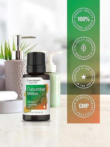 زيت عطري برائحة البطيخ والخيار | 0.55 اونصة سائلة (15 مل) | درجة ممتازة | للموزعات وصناعة الشموع والصابون والمشاريع التي تصنعها بنفسك والمزيد | من هورباتش in Kuwait