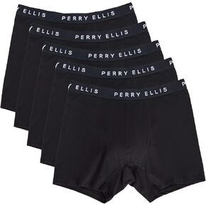 Perry Ellis Men's Cotton Stretch Boxer Briefs, Tagless, No Roll Waistband, 5 Pack