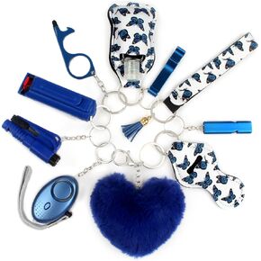 Zesirmay Keychain Set for Women with Alarm, Pom Pom, Whistle, Gifts for Girls, Friends, Women, Mom and Daughter