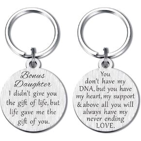 MXRSDF Stepdaughter Gifts, Bonus Daughter Keychain, Step Daughter Key Ring