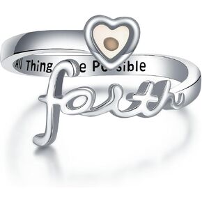 STROLLGIRL Sterling Silver 925 Mustard Seed Ring Faith Ring Matthew 17:20 Faith Can Move Mountains Christian jewelry