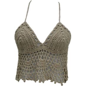 Black Bikini Halter Top Handmade Crochet Crop Top in Kuwait