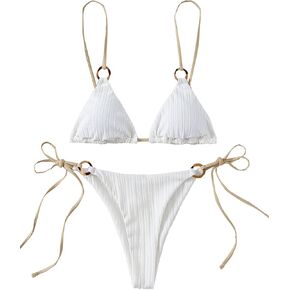 SOLY HUX Bikini Sets for Women 2 Piece Swimsuits Sexy High Cut Bathing Suit Spaghetti Strap Triangle String Bikini