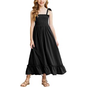 Arshiner Girls Summer Dress Boho Beach Casual Smocked Maxi Dresses 6-13 Years