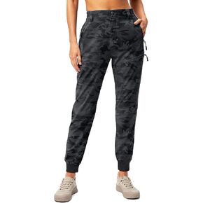 Pudolla Women's Golf Joggers Lightweight Hiking Cargo Pants Waterproof for Travel Camping Walk with Zipper Pockets