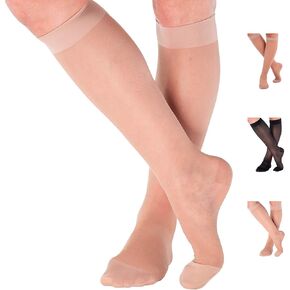 Womens Sheer Compression Socks 20-30mmHg - Knee Hi Support Stockings