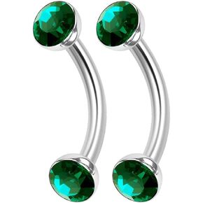 2PCS Surgical Steel Curved Barbell 16 gauge 5/16 8mm 3mm Crystal Ball Helix Earrings Eyebrow Piercing Jewelry See More Colors in Kuwait