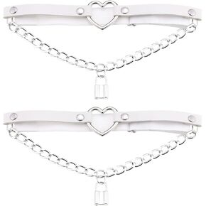 YunPeng Adjustable Heart Leg Garter Belt Heart with Chain Elastic Thigh Garters for Women 2Pcs