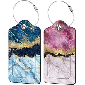 2 Pack Sunrise Over The Beach Luggage Tag for Suitcases Beach with Palm Trees PU Leather Bag Travel Suitcase ID Identifier Baggage Tags for Women Men Travel in Kuwait