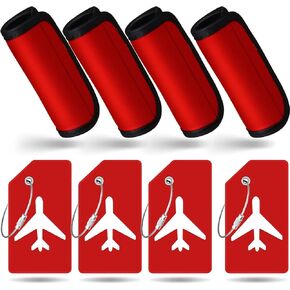 Sanwuta 8 Pcs Luggage Handle Wrap for Suitcase and Silicone Luggage Tags Neon Suitcases Luggage Identifier Quickly Luggage Suitcase Bags Airport Travel Accessories for Luggage Suitcase(Blue)