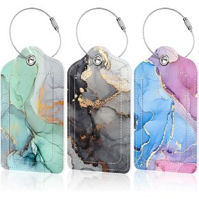 EOBKLAX 3 Pack Travel Stamp Luggage Tags for Suitcases,Travel Retro Labels Leather Baggage Suitcases Tag Name ID Label Privacy Cover Travel Bag Tags for Women Men Boys Girls in Kuwait