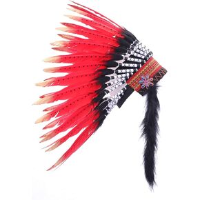Feather Headdress|Native American Indian Inspired|Kids Adults Indian Style Headdress for Party Photo Props in Kuwait