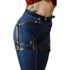 Women's PU Leather Leg Garter Caged Body Harness Belt Adjustable Punk Waist Belt Festival Rave Costume in Saudi Arabia