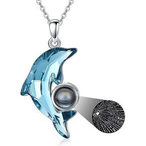 TOUPOP Dolphin Gifts for Women Sterling Silver Dolphin Crystal Pendant Necklace Jewelry Gifts for Women Girls Mom on the Birthday Beach Mothers Day Graduation