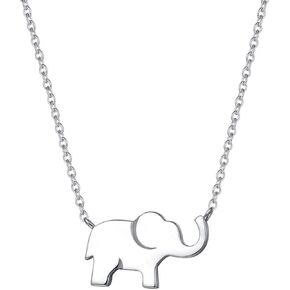 FANCIME Lucky Elephant Necklace 925 Sterling Silver High Polished Cute Mini Small Lucky Elephant Family Dainty Pendant Necklace Birthday Gifts For Women Girls, 16" + 2" Extender