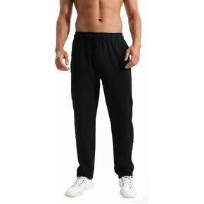 Erston Men's Linen Pants Casual Long Pants - Loose Lightweight Drawstring Yoga Beach Trousers Casual Trousers