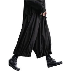 AITFINEISM Men's Casual Skirt Pants Loose Wide Leg Harem Pant Japanese Harajuku Kimono Trousers in Saudi Arabia
