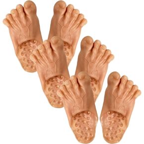 Handepo 3 Pairs Funny Bare Feet Slippers Realistic Funny Shoes Cover Barefoot Big Toe Slippers Fake Halloween Costume Accessories for Kids Adults Women Men in Saudi Arabia