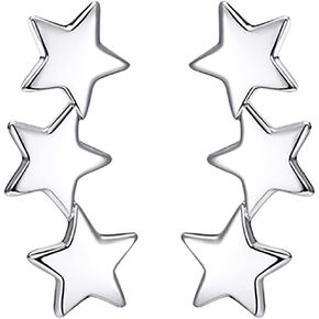 Reffeer Solid 925 Sterling Silver Star Crawler Earrings Wrap for Women Teen Girls Star Climber Earrings Piercings Cuff Studs in Kuwait