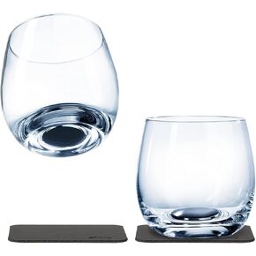 silwy® Magnetic Crystal Glasses with Perfectly Integrated Magnets Including Metal Nano Gel Pads - Non-Slip Camping Glasses, Boat and Yacht Accessories (Wine // 0.25 l // Set of 2)