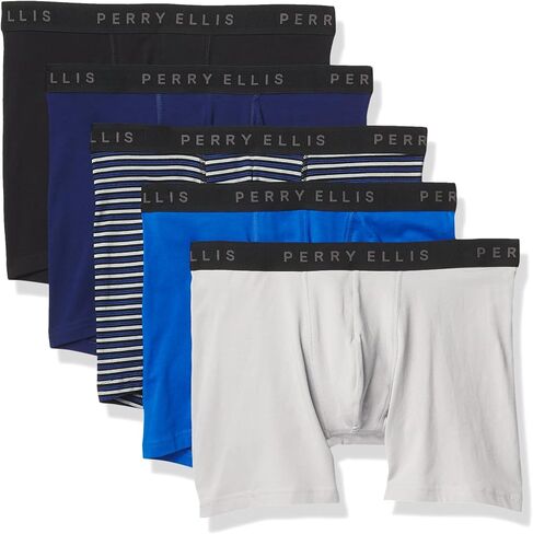 Perry Ellis Men's Cotton Stretch Boxer Briefs, Tagless, No Roll Waistband, 5 Pack in Kuwait