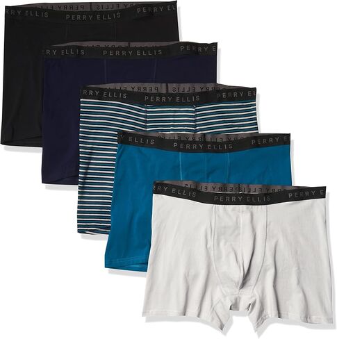 Perry Ellis Men's Cotton Stretch Boxer Briefs, Tagless, No Roll Waistband, 5 Pack in Kuwait