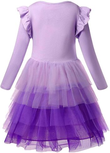 VASCHY Dress for Girls,Cute Girls Long Sleeve Princess Party Outfit Clothes,Toddler/Little/Big Kid Girls Clothing 2-10T in Kuwait