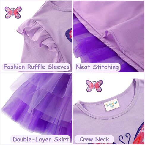 VASCHY Dress for Girls,Cute Girls Long Sleeve Princess Party Outfit Clothes,Toddler/Little/Big Kid Girls Clothing 2-10T in Kuwait