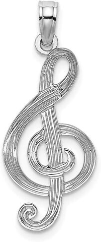 قلادة ساحرة من الذهب الأبيض عيار 14 قيراط MUSIC CLEF Note - 21 مم × 10 مم in Saudi Arabia