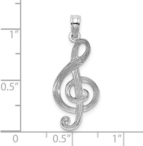 قلادة ساحرة من الذهب الأبيض عيار 14 قيراط MUSIC CLEF Note - 21 مم × 10 مم in Saudi Arabia