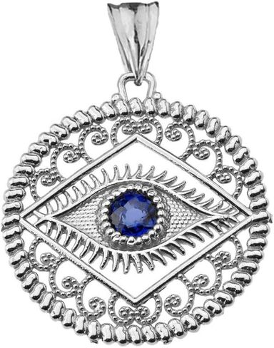 Exquisite Sterling Silver Evil Eye Filigree Charm Pendant with Blue Center in Saudi Arabia