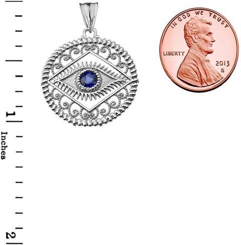 Exquisite Sterling Silver Evil Eye Filigree Charm Pendant with Blue Center in Saudi Arabia