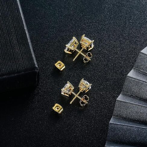 18K Gold Plated Round Princess Cut Clear Cubic Zirconia Stud Earring of 6 Pairs (6 Pairs) in Saudi Arabia