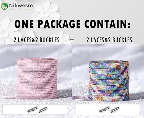 nikwesm Elastic No tie flat Shoe Laces for adults kids Sneaker and Boot, One Size Fits All(2 Pair) in Kuwait