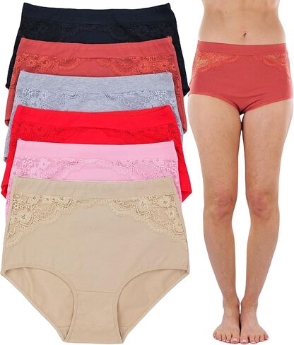 ToBeInStyle Women's Pack of 6 High-Waisted Girdle Brief Tummy Support Everyday Panties in Kuwait