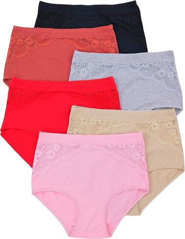 ToBeInStyle Women's Pack of 6 High-Waisted Girdle Brief Tummy Support Everyday Panties in Kuwait
