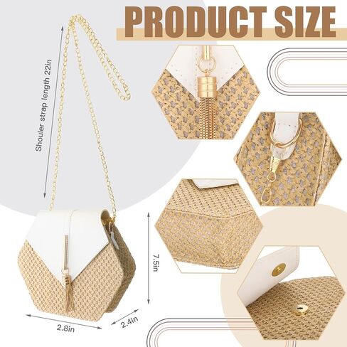 20 Pcs Boho Straw Purses Bags Jewelry Set, Woven Summer Shoulder Crossbody Bag Acrylic Rattan Earrings Statement Leopard Bracelet Tassel Necklace for Women Girls in Saudi Arabia