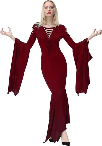 NANAMEEI Women's Costume Adult Dress Gothic Witch Vintage Dress for Halloween Carnival Party in Kuwait