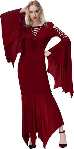 NANAMEEI Women's Costume Adult Dress Gothic Witch Vintage Dress for Halloween Carnival Party in Kuwait