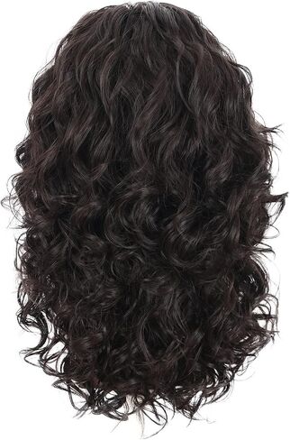 karlery Men Long Brown Wave Wig with Bandana 80s Heavy Metal Punk Rocker Costume Wig Eddie Wig Cosplay Party Wig in Kuwait