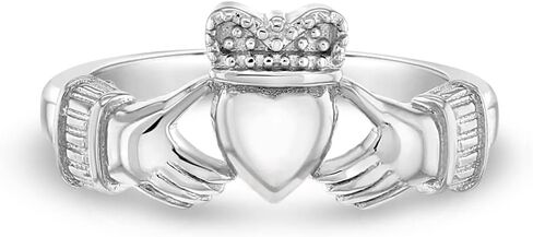 925 Sterling Silver Size 2-5 Unisex Irish Kid's Claddagh Ring Band for Children - Friendship Promise Heart and Crown Rings for Kids & Preteens - Young Boys & Girls Love Heart Claddagh Rings in Saudi Arabia