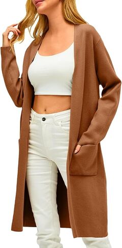 LILLUSORY Women's Long Oversized Cardigan Sweaters Lightweight Fall Coatigan Jacket Trendy 2023 Knit Winter Coats in Saudi Arabia